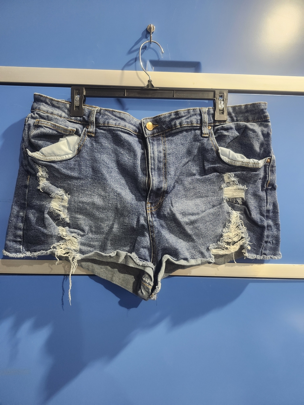 NOBO NO BOUNDARIES Distressed Blue Denim Cut Off Women's Shorts Size 19